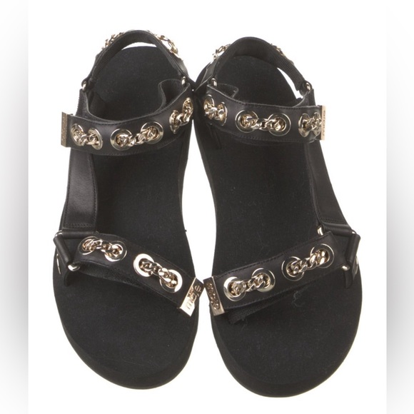 Maje Frankie Chain-Embellished Leather Sandals Size 36 - Picture 2 of 11